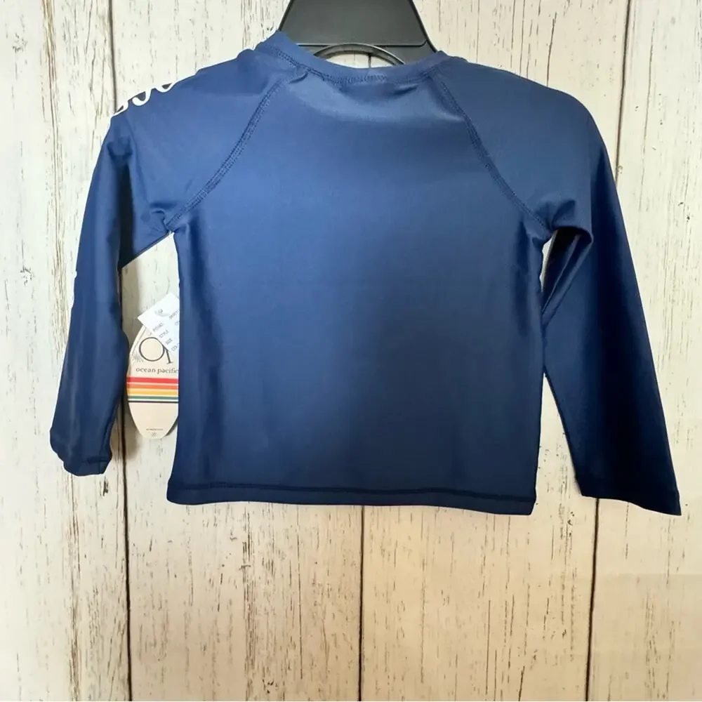 Ocean Pacific Toddler Long Sleeve Navy  Sun Protection Swim Top  UPF 50+  Sz 3T